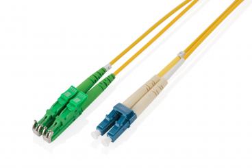 Fiber Optic Patch Cord, E2000  (8° APC) to LC (UPC), Singlemode 
