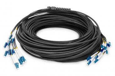 Pre-assembled fiber optic universal breakout cable, singlemode OS2, 12 fibers, LC/UPC - LC/UPC 