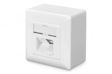 CAT 6, Class E, wall outlet, shielded, surface mount 